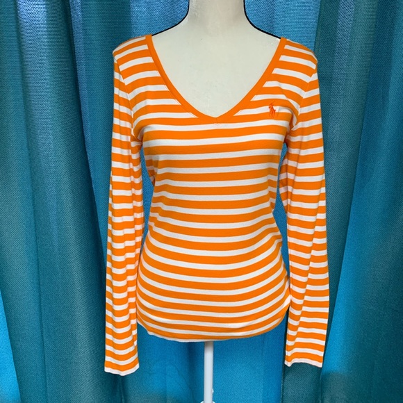 Ralph Lauren Tops - Ralph Lauren Sport Orange/White Long Sleeve